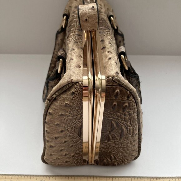 Women's Tan Alligator Skin Leather Top Handle Handbag Purse with Removable Strap - Picture 5 of 15